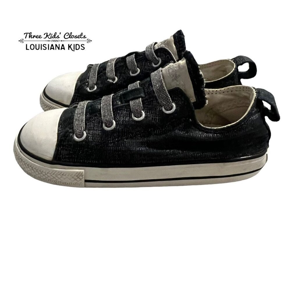 Converse All Star Sz 10 Stretch Sparkly Black & Silver Sneakers